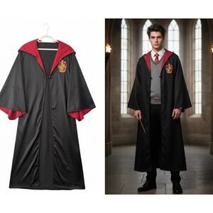 Deluxe Gryffindor Cosplay Robe - Vibrant Red w/ Wand Pocket - Adult unisex